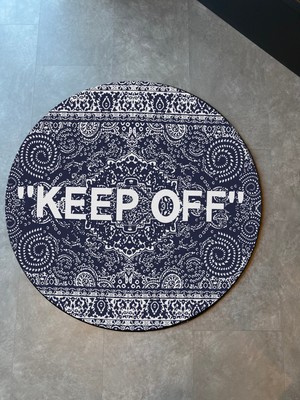 Rugs Modern Mira Yuvarlak Lacivert Keep Off Yazılı Klasik Modern Halı 881