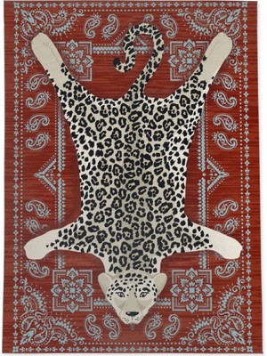 Rugs Modern mira 1167 Kırmızı Otantik Etnik Leopar Vintage Temalı Dokuma Taban Halı