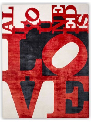 Rugs Modern mira 1238  All You Need Is Love Red Yazılı Dokuma Taban Halı