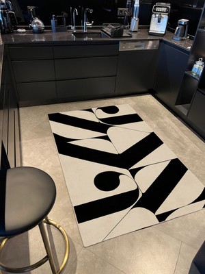 Rugs Modern mira  1068 Siyah Açık Bej Soyut Desenli Dokuma Taban Halı