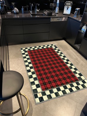 Rugs Modern mira  1074 Kırmızı Ekose ve Dama Desenli  Dokuma Taban Halı