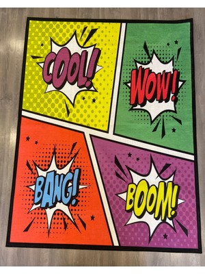 Rugs Modern Mira 873 Pop Art Cool Wow Bang Boom Yazılı Halı