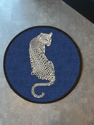 Rugs Modern Mira 1156 Yuvarlak Lacivert Leopar Ja Dokuma Taban Tasarım Halı