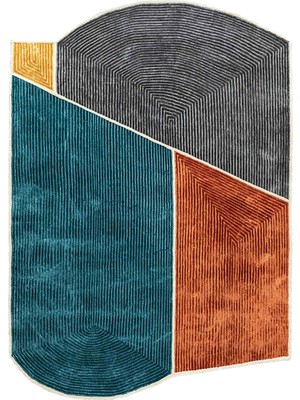 Rugs Modern mira 1234 Asimetrik Kesim Geometrik Çok Renkli Baskılı Dokuma Taban Halı