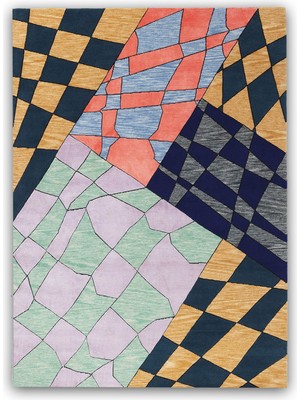 Rugs Modern mira 1150 Çok Renkli Dama Desenli  Dokuma Taban Halı