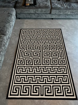 Rugs Modern mira 1115 Siyah Bej Geometrik Dokuma Taban Halı