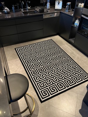 Rugs Modern mira 1115 Siyah Bej Geometrik Dokuma Taban Halı