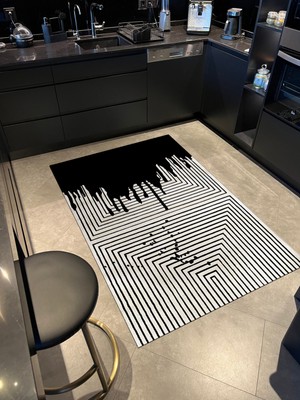 Rugs Modern mira 1121 Siyah Beyaz Çizgili Geometrik Dokuma Taban Halı