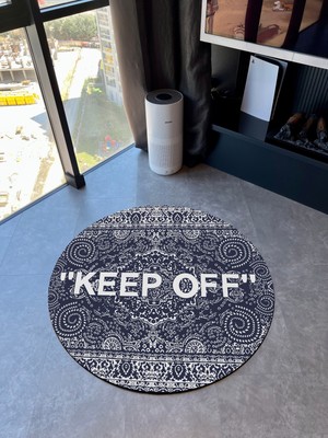 Rugs Modern Mira Yuvarlak Lacivert Keep Off Yazılı Klasik Modern Halı 881