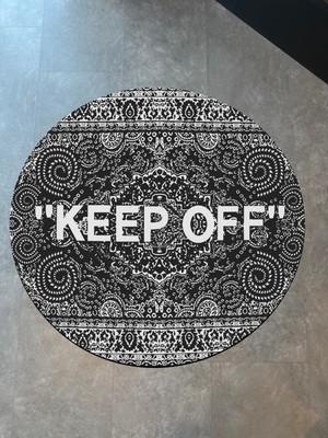 Rugs Modern Mira Yuvarlak Siyah Keep Off Yazılı Klasik ve Modern Dokuma Taban Halı 883