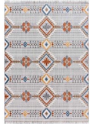 Rugs Modern Mira  1092 Açık Gri Geometrik Desen Temalı Çok Renkli  Dokuma Taban Halı