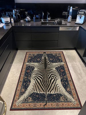 Rugs Modern mira  1055 Lacivert  Vintage Tema Zebra Desenli Tasarım Dokuma Taban Halı