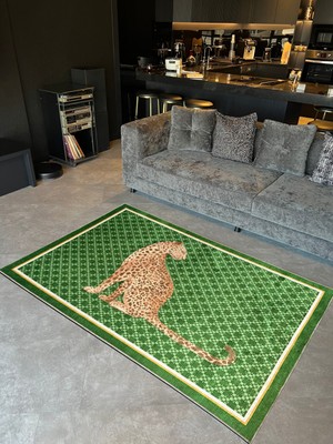 Rugs Modern mira 1024 Yeşil Leopar  Temalı Dokuma Taban Halı