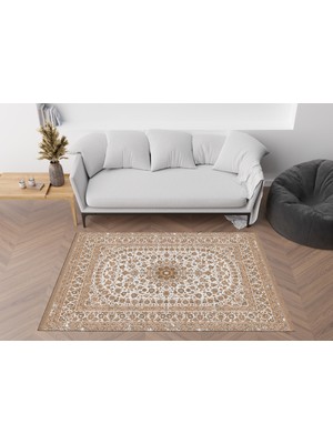 Rugs Modern mira 2108 Vintage Eskitme Bej ve Kahverengi  Dokuma Taban Halı