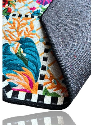 Rugs Modern Mira 886 Beyaz Çiçekli Floret Damalı Sekizgen Halı