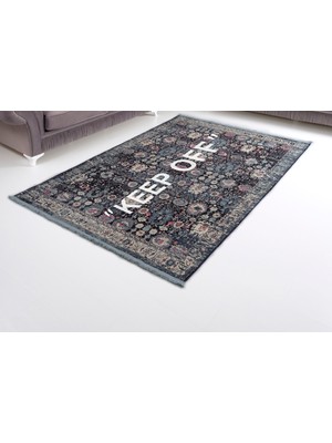 Rugs Modern Keep Off Mira 2105 Vintage Lacivert Desenli Dokuma Taban Halı