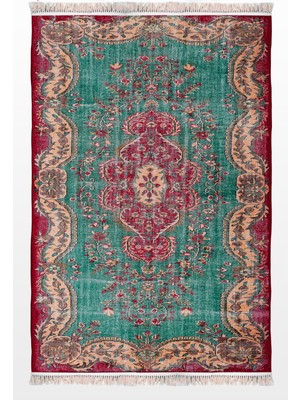 Rugs Modern Mira Vintage Eskitme Tarzı Turkuaz Fuşya Dokuma Taban Halı