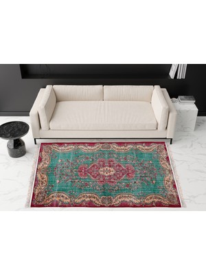 Rugs Modern Mira Vintage Eskitme Tarzı Turkuaz Fuşya Dokuma Taban Halı