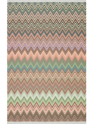 Rugs Modern Cotton 544 Pastel Tonlarda Çok Renkli Zigzag Desenli Kilim