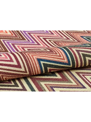 Rugs Modern Cotton 544 Pastel Tonlarda Çok Renkli Zigzag Desenli Kilim