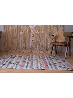 Rugs Modern Rustik Pudra 4005 Pastel Tonlarda Ponpon Detaylı Kilim