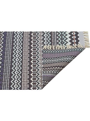 Rugs Modern Cotton 3209 Alr Siyah Beyaz Etnik  Saçaklı Kilim