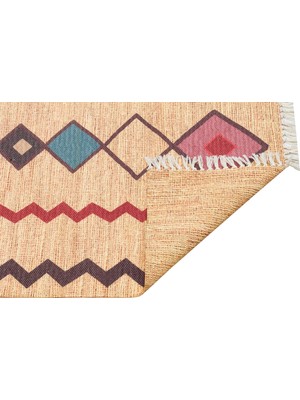 Rugs Modern Moroccan 535 Etnik Desenli Boho Stil Jüt Görünüm Saçaklı Kilim