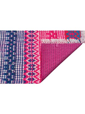 Rugs Modern Cotton 547 Canlı Çok Renkli Fuşya Turuncu Dokuma Taban Kilim