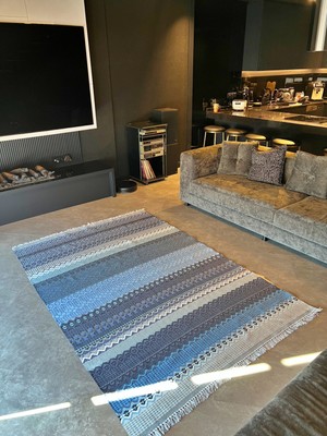 Rugs Modern Cotton 545 Mavi ve Lacivert Çok Renki Dokuma Taban Kilim