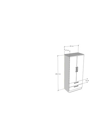 BGR Mobilya Iki Kapaklı  Iki Çekmeceli Dolap