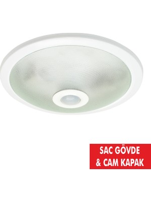 No-Vo 360° Hareket Sensörlü Tavan Armatür Sac Gövde & Cam Kapak 2*9W NV001