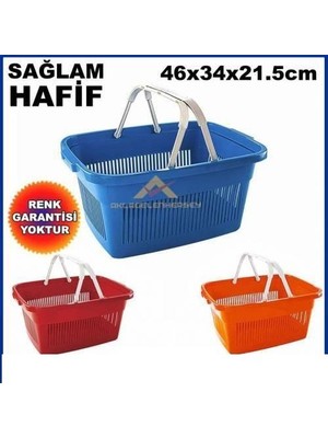abnturk Market Sepeti Sağlam Plastikten Üretim Market Içi Hafif Alışveriş El Sepeti 46X34CM