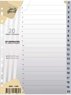 Gen-Of Ayraç Seperatör 1-20 Rakamlı (GEN-1306)