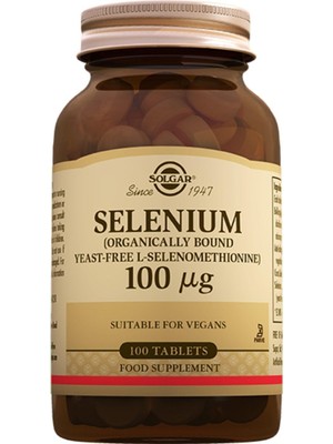 Solgar 100 Tablet Selenyum Takviyesi 100 Mcg Vegan İçerik Bilgisi ile Yetişkinler İçin