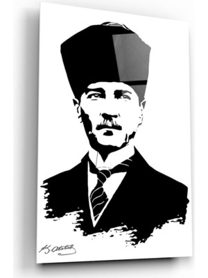 Eliza Home  Atatürk Silüeti ve Imzası Cam Tablo