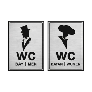 Duvar Hediyelik Kadın ve Erkek Wc Yönlendirme Tabelası
