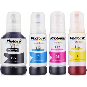 Epson 112 Ecotank L6580 Uyumlu Photoınk 4 Renk Mürekkep Seti