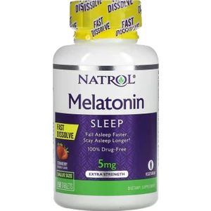 Natrol, Fast Dissolve, Extra Strength, 5 mg, 150 Tablets, Çilek Aromalı