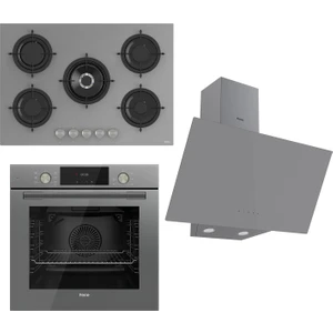 Flowart Serisi Gri  Ankastre Set (RS038+ QMS63CPR +D079 )
