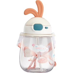 ST-7008 600ML Pudra Kulaklı Tritan Pipetli Askılı Matara