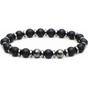 Oniks Hematit Doğal Taş Erkek Bileklik
