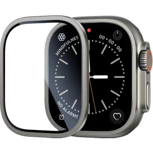 Apple Watch Ultra 49MM Ekran Koruyucu Metal Çerçeve Ultra Ince Şık Parlak Görünüm