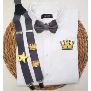 Cool Bebe Gold Kral Taclı Askı Papyon Gömlek