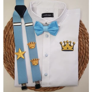 Cool Bebe Gold Kral Taclı Askı Papyon Gömlek