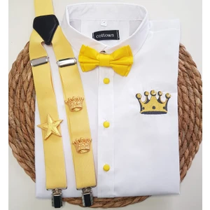 Cool Bebe Gold Kral Taclı Askı Papyon Gömlek