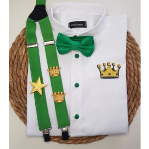 Cool Bebe Gold Kral Taclı Askı Papyon Gömlek