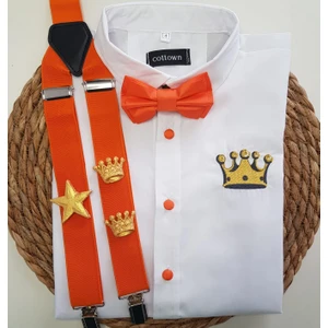 Cool Bebe Gold Kral Taclı Askı Papyon Gömlek