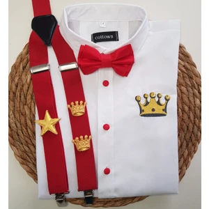 Cool Bebe Gold Kral Taclı Askı Papyon Gömlek