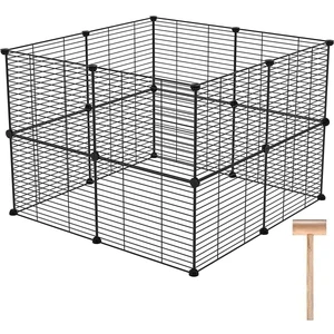 16 Panel Evcil Küçük Hayvan Kedi Köpek Kuş Evi Kafesi Oyun Parkı Portatif Taşınabilir Metal Tel