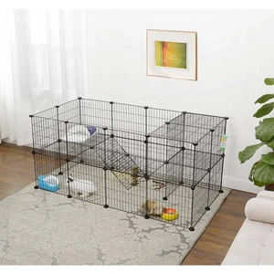 24 Panel Küçük Hayvan Kedi Köpek Kuş Evi Kafesi Oyun Parkı Portatif Modüler Taşınabilir Metal Tel